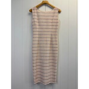 Handmade Women Preppy Striped Midi Dress Size S Textured Coastal Old Money Chic
